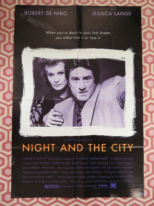 NIGHT AND THE CITY US ONE SHEET POSTER ROBERT DE NIRO JESSICAL LANGE 1992 Movie posters