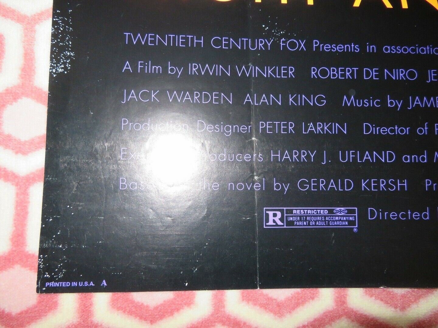 NIGHT AND THE CITY US ONE SHEET POSTER ROBERT DE NIRO JESSICAL LANGE 1992 Movie posters