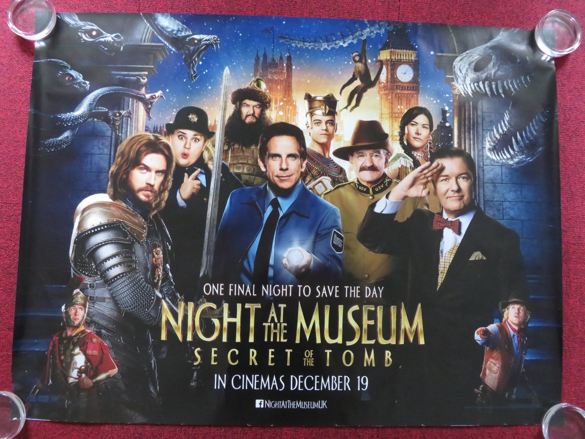 NIGHT AT THE MUSEUM: SECRET OF THE TOMB UK QUAD (30"x 40") ROLLED POSTER 2014 Rendezvous Cinema Movie posters