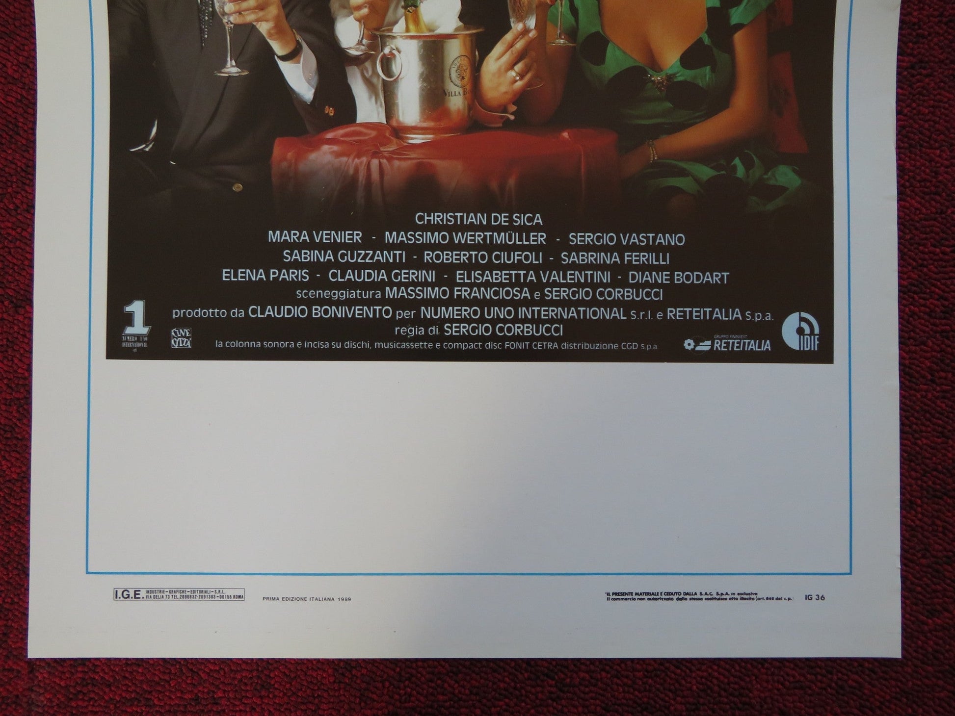 NIGHT CLUB ITALIAN LOCANDINA (27.5"x13") POSTER CHRISTIAN DE SICA 1989 Rendezvous Cinema Movie posters