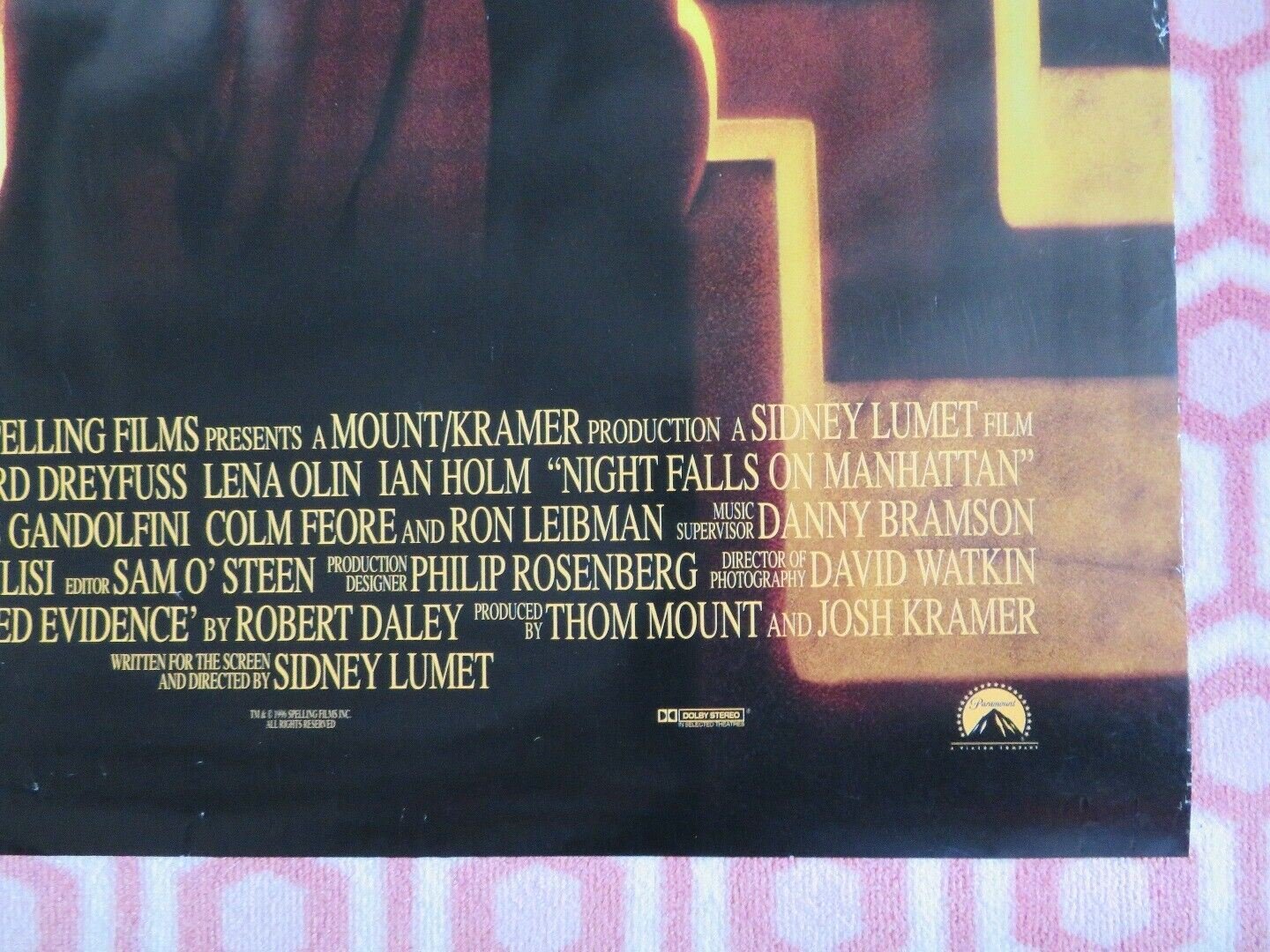 NIGHT FALLS ON MANHATTAN US ONE SHEET ROLLED POSTER ANDY GARCIA RICHARD DREYFUSS Movie posters