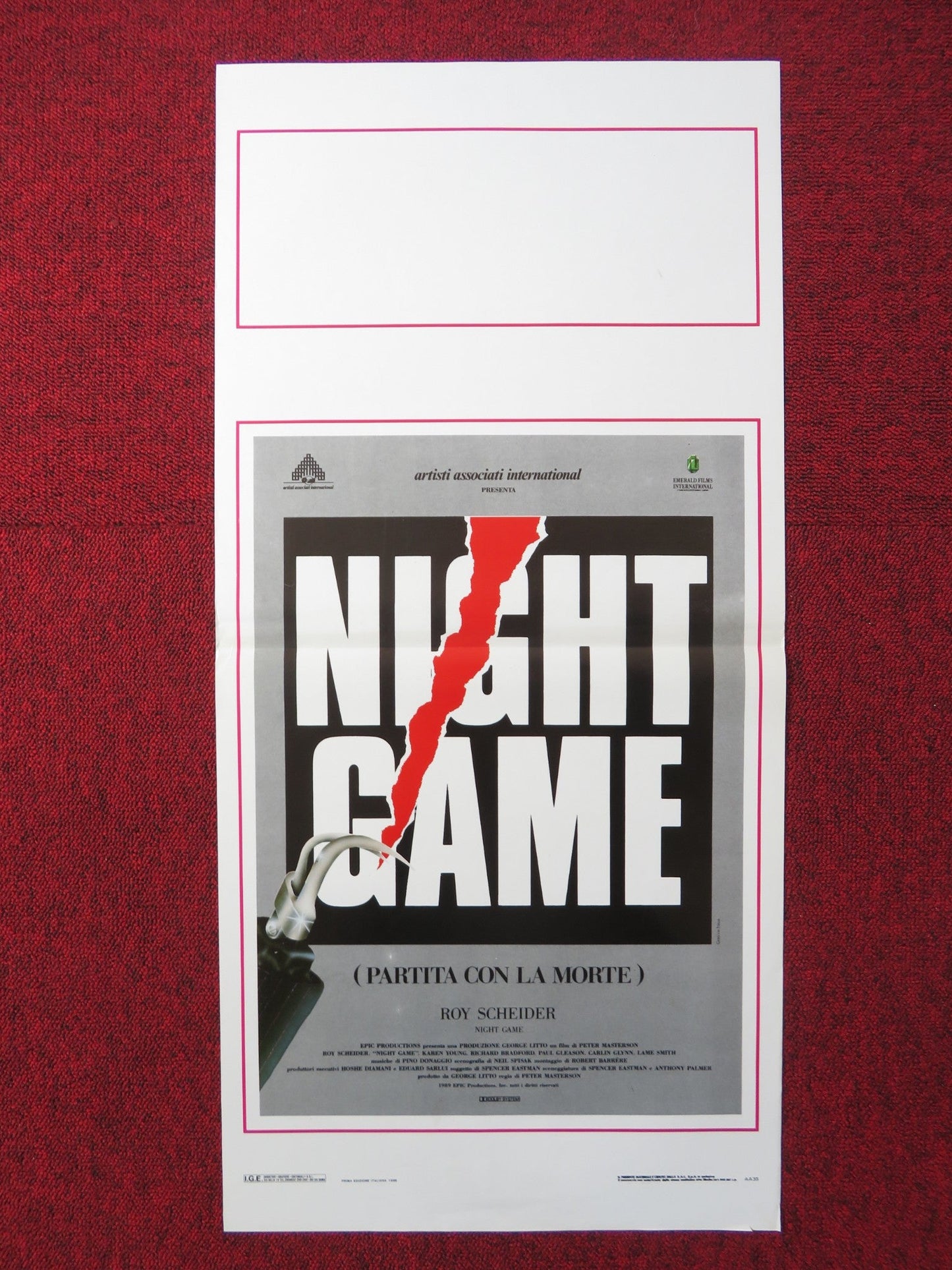 NIGHT GAME ITALIAN LOCANDINA POSTER ROY SCHEIDER KAREN YOUNG 1989 Rendezvous Cinema Movie posters
