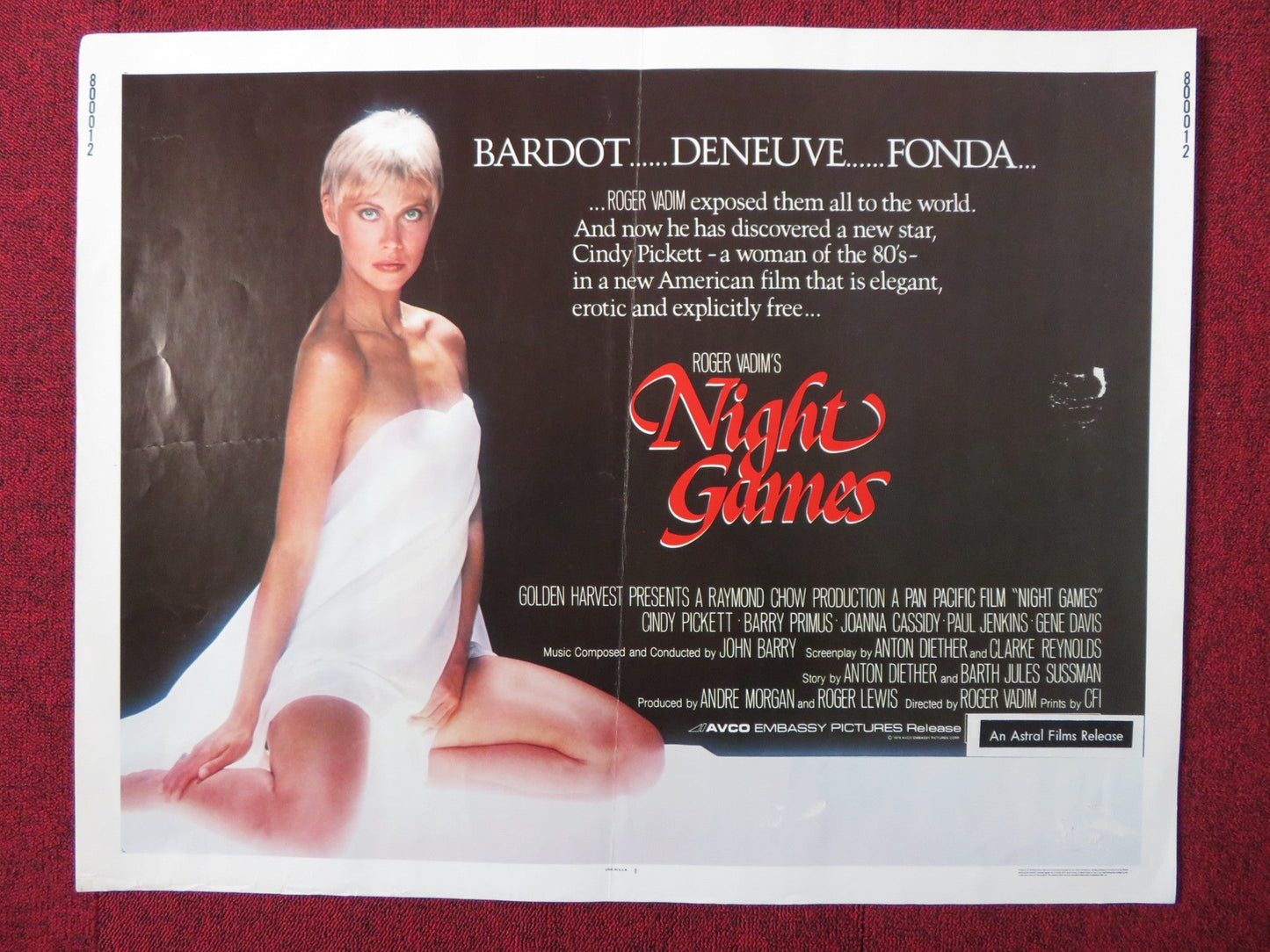 NIGHT GAMES US HALF SHEET (22"x 28") POSTER CINDY PICKETT BARRY PRIMUS 1980 Rendezvous Cinema Movie posters
