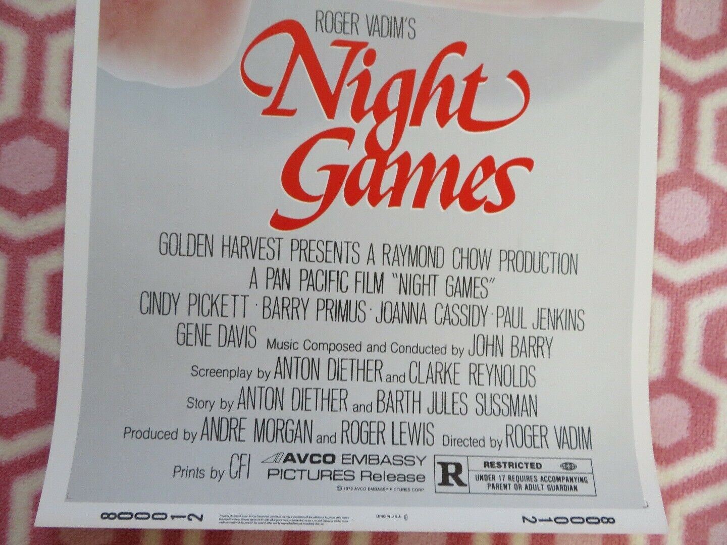 NIGHT GAMES US INSERT (14"x 36") POSTER CINDY PICKETT BARRY PRIMUS 1979 Movie posters