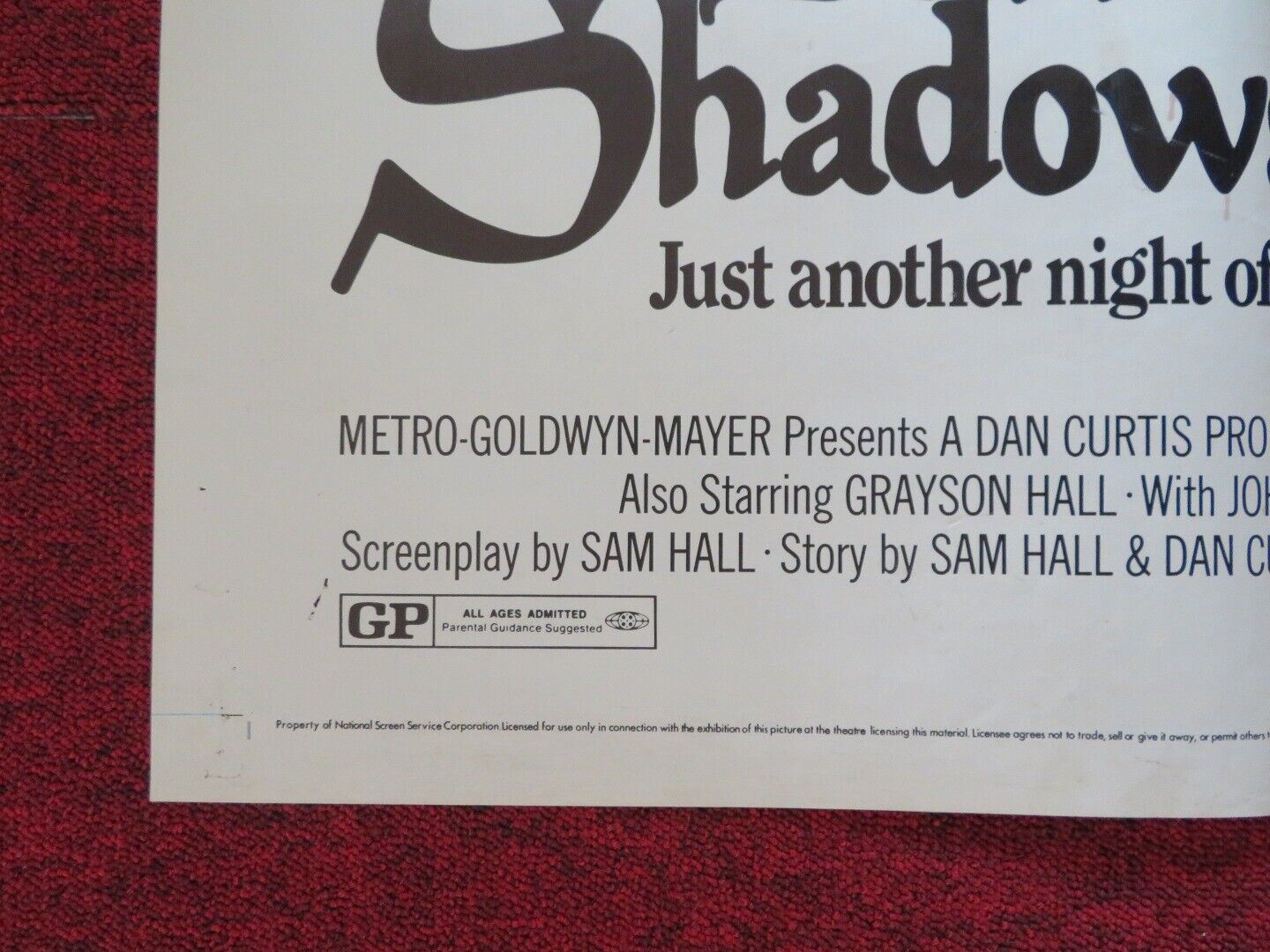 NIGHT OF DARK SHADOW'S FOLDED US ONE SHEET POSTER DAVID SELBY GRAYSON HALL 1971 - Rendezvous Cinema