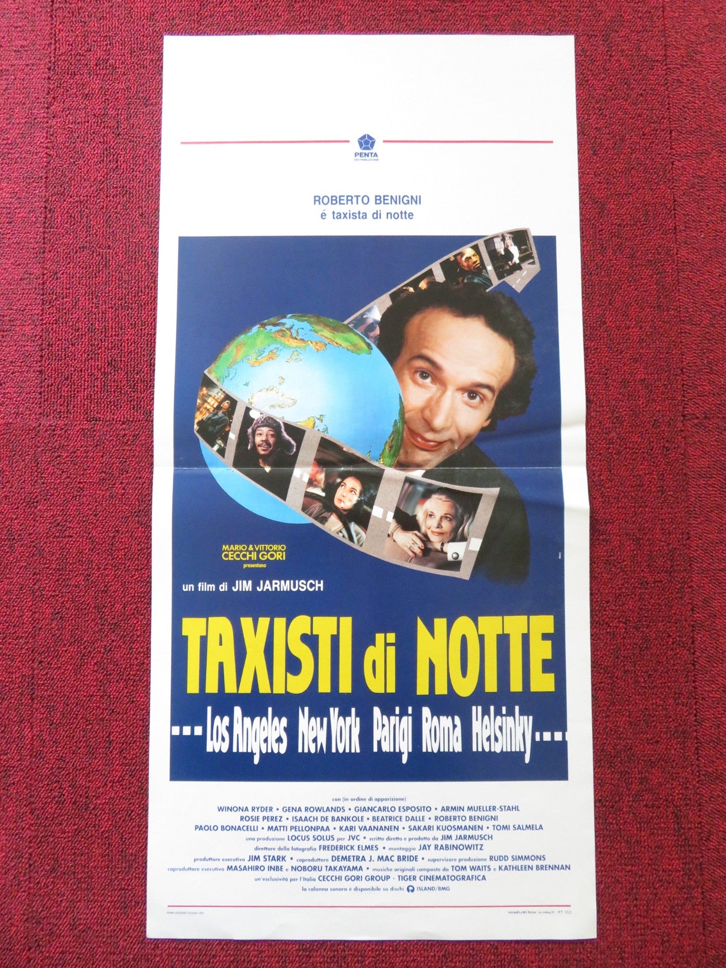 NIGHT ON EARTH ITALIAN LOCANDINA POSTER WINONA RYDER GENA ROWLANDS 1991 Rendezvous Cinema Movie posters