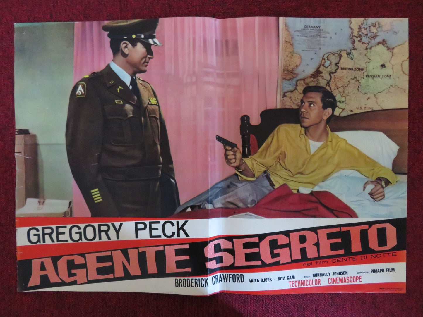 NIGHT PEOPLE - A ITALIAN FOTOBUSTA POSTER GREGORY PECK BRODERICK CRAWFORD 1954 Rendezvous Cinema Movie posters
