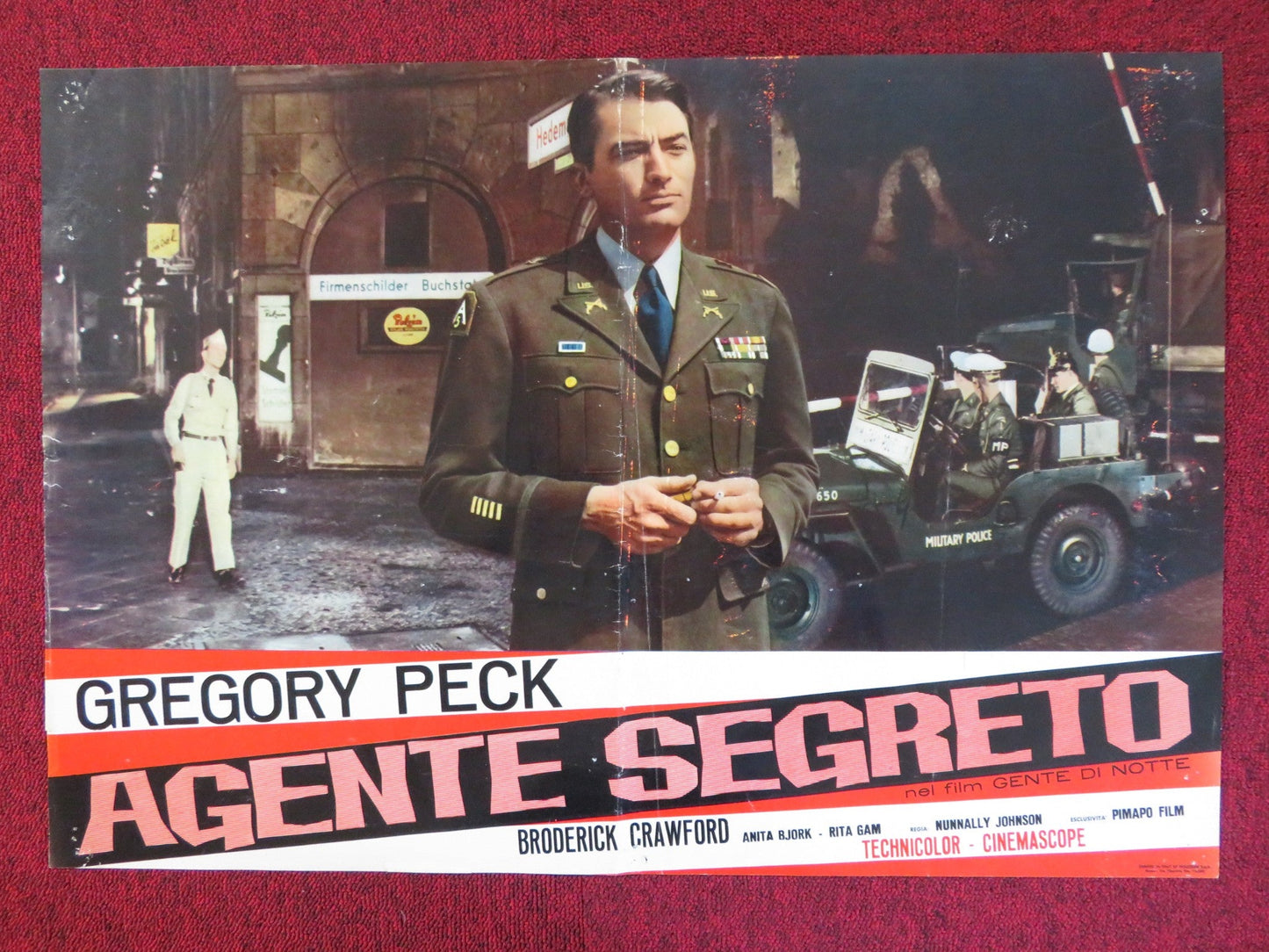 NIGHT PEOPLE ITALIAN FOTOBUSTA POSTER GREGORY PECK BRODERICK CRAWFORD 1954 Rendezvous Cinema Movie posters