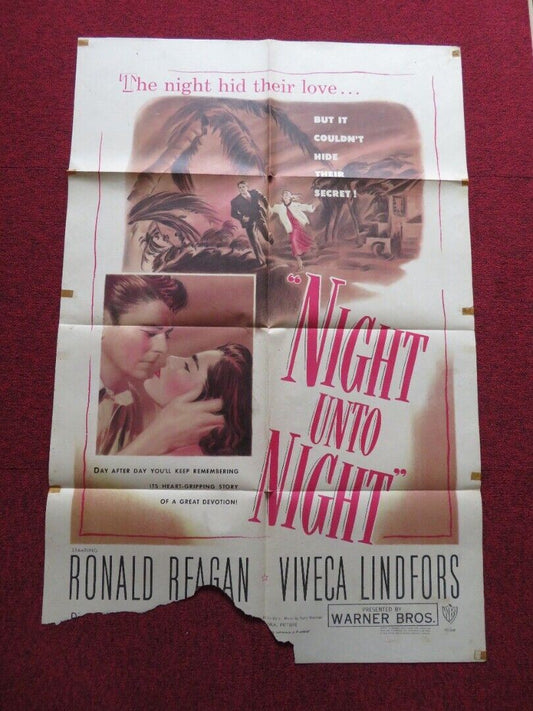 NIGHT UNTO NIGHT FOLDED US ONE SHEET POSTER RONALD REGAN VIVECA LINDFORS 1949 Movie posters