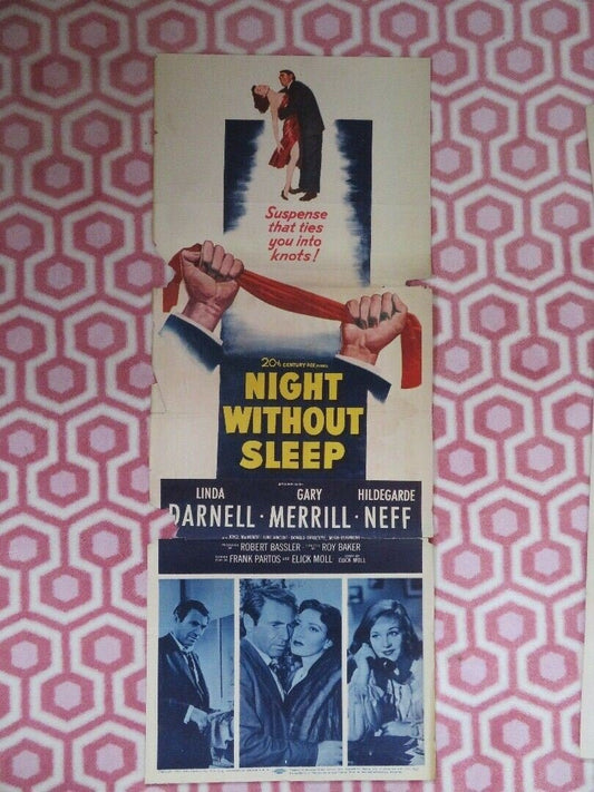 NIGHT WITHOUT SLEEP US INSERT (14"x 36") POSTER LINDA DARNELL GARY MERRILL 1952 Movie posters