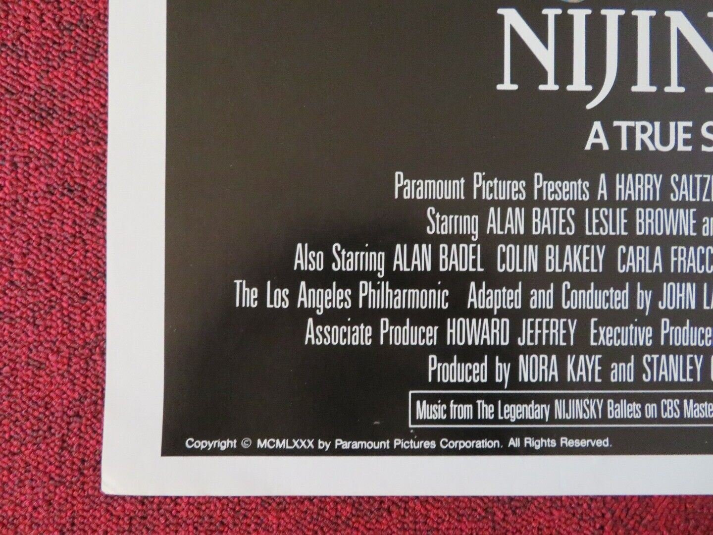 NIJINSKY US ROLLED (24"x17") POSTER ALAN BATES GEORGE DE LA PENA 1980 Movie posters