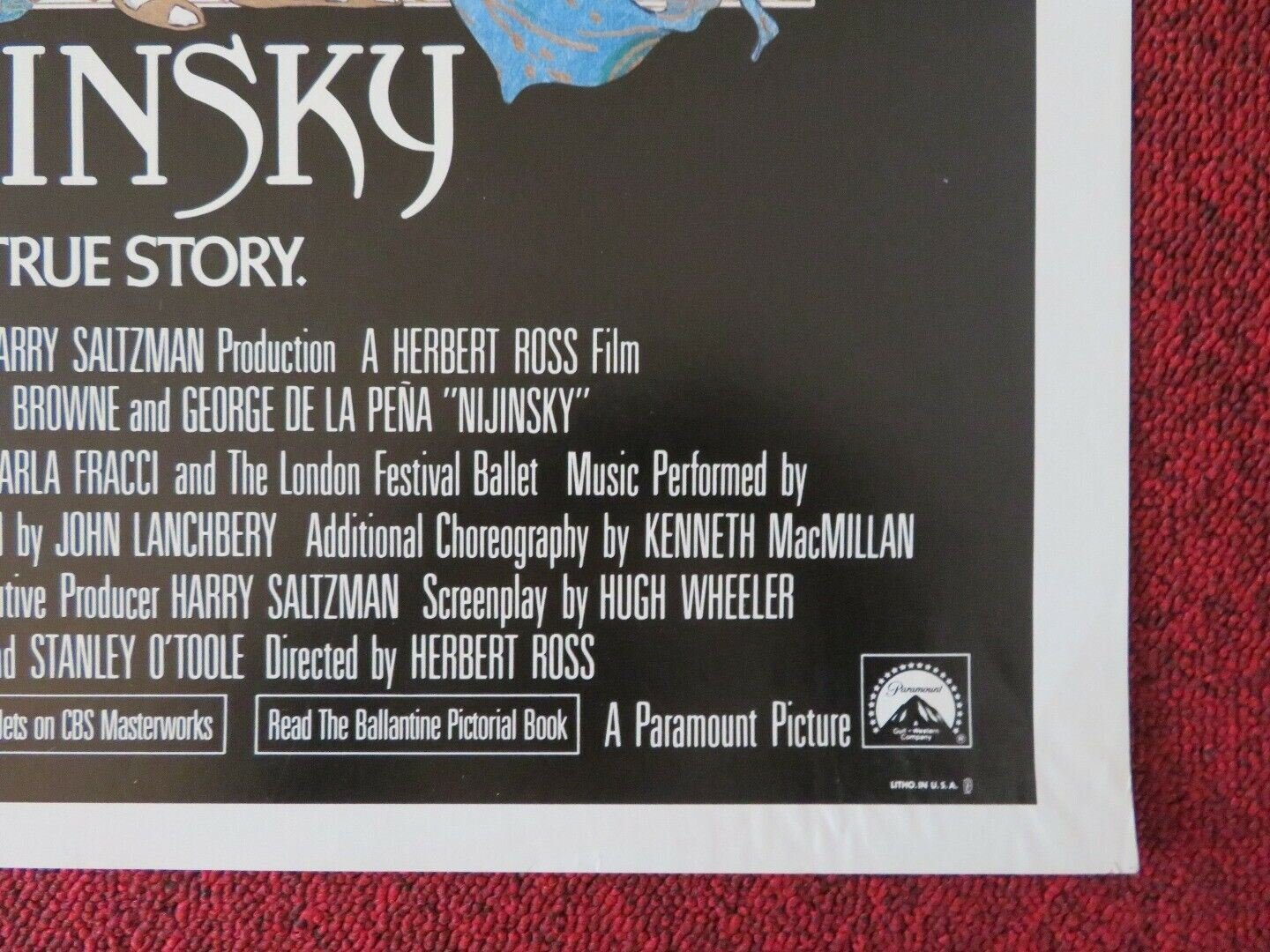 NIJINSKY US ROLLED (24"x17") POSTER ALAN BATES GEORGE DE LA PENA 1980 Movie posters