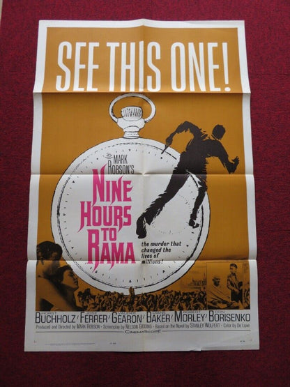 NINE HOURS TO RAMA FOLDED US ONE SHEET POSTER HORST BUCHHOLZ JOSE FERRER 1963 Movie posters