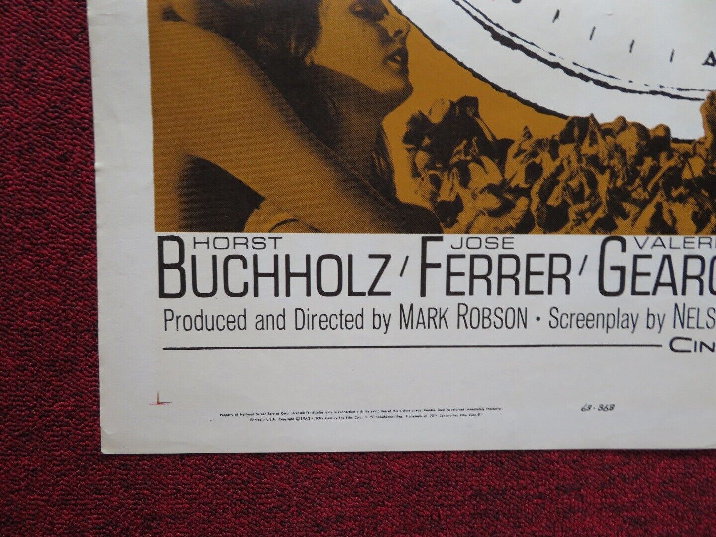NINE HOURS TO RAMA FOLDED US ONE SHEET POSTER HORST BUCHHOLZ JOSE FERRER 1963 Movie posters