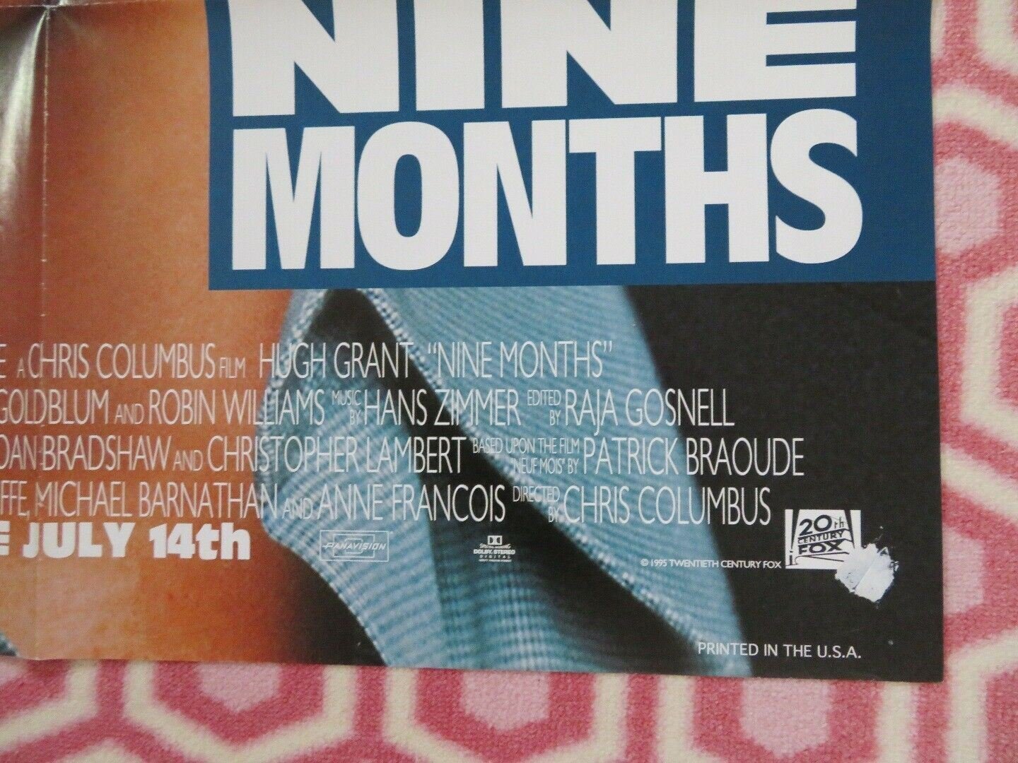 NINE MONTHS - VERSON B ONE SHEET POSTER FOLDED HUGE GRANT CHRIS COLUMBUS 1995 Movie posters