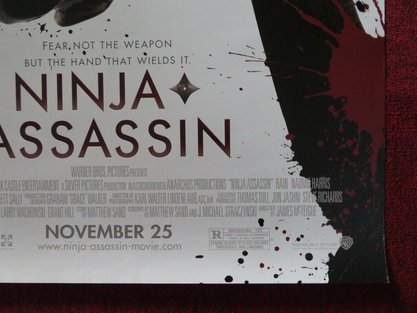 NINJA ASSASSIN US ONE SHEET ROLLED POSTER RAIN 2009 Movie posters