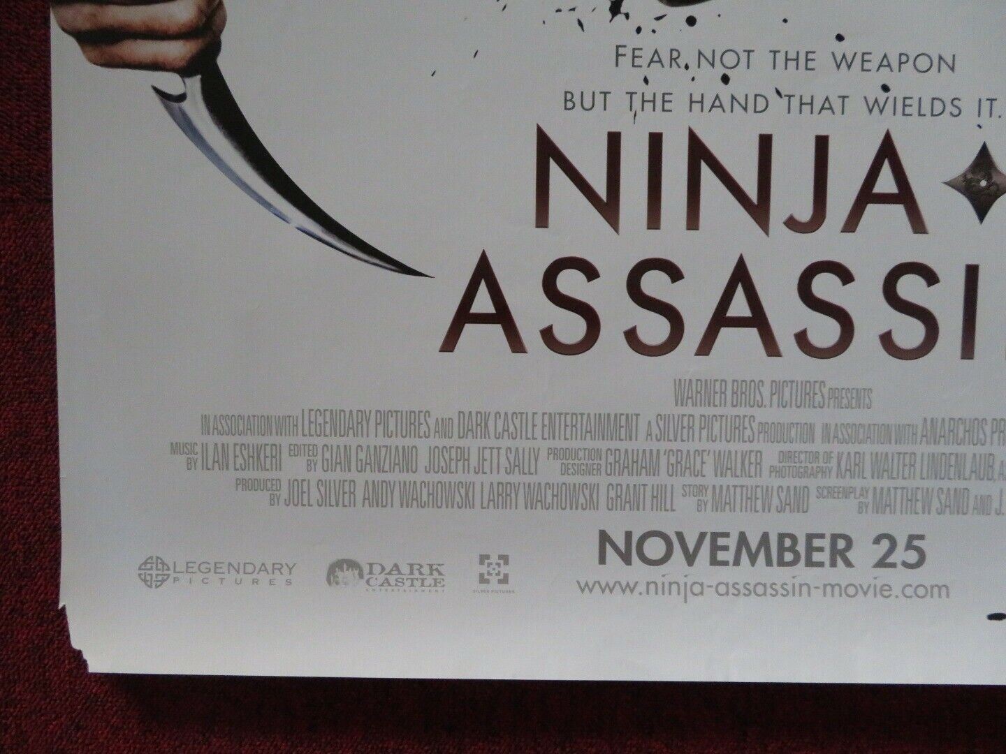 NINJA ASSASSIN US ONE SHEET ROLLED POSTER RAIN 2009 Movie posters