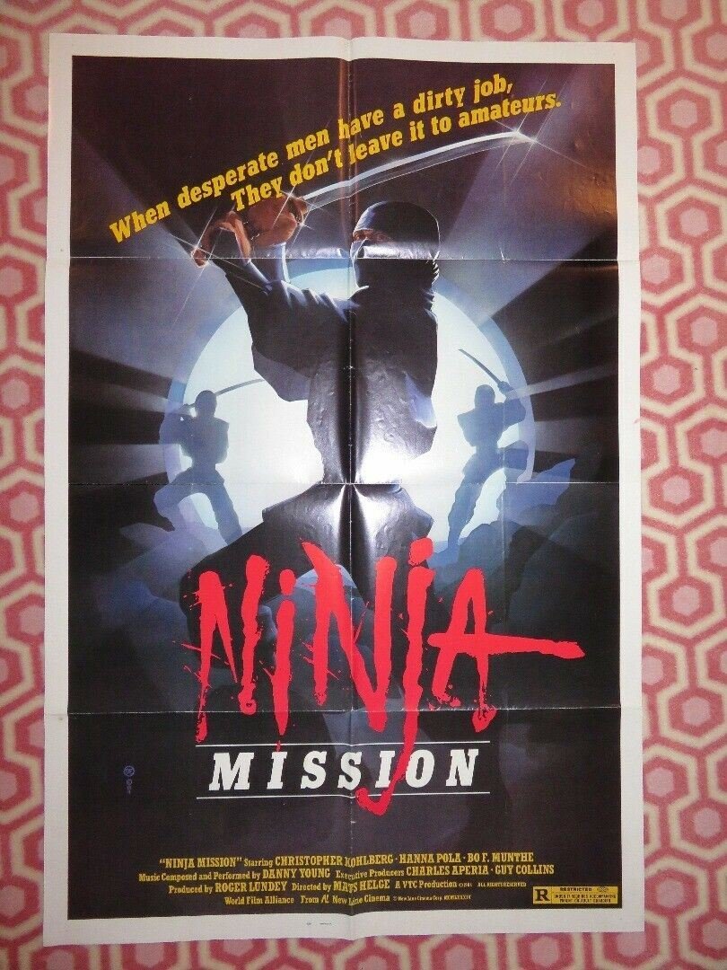 NINJA MISSION FOLDED US ONE SHEET POSTER CHRISTOPHER KOHLBERG HANNA POLA 1984 Movie posters