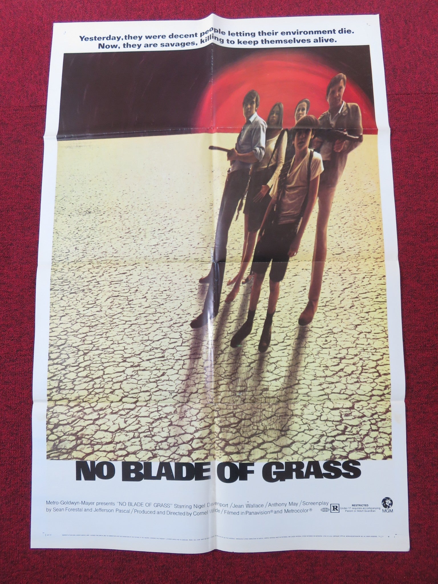 NO BLADE OF GRASS - STYLE B FOLDED US ONE SHEET POSTER NIGEL DAVENPORT 1971 Rendezvous Cinema Movie posters