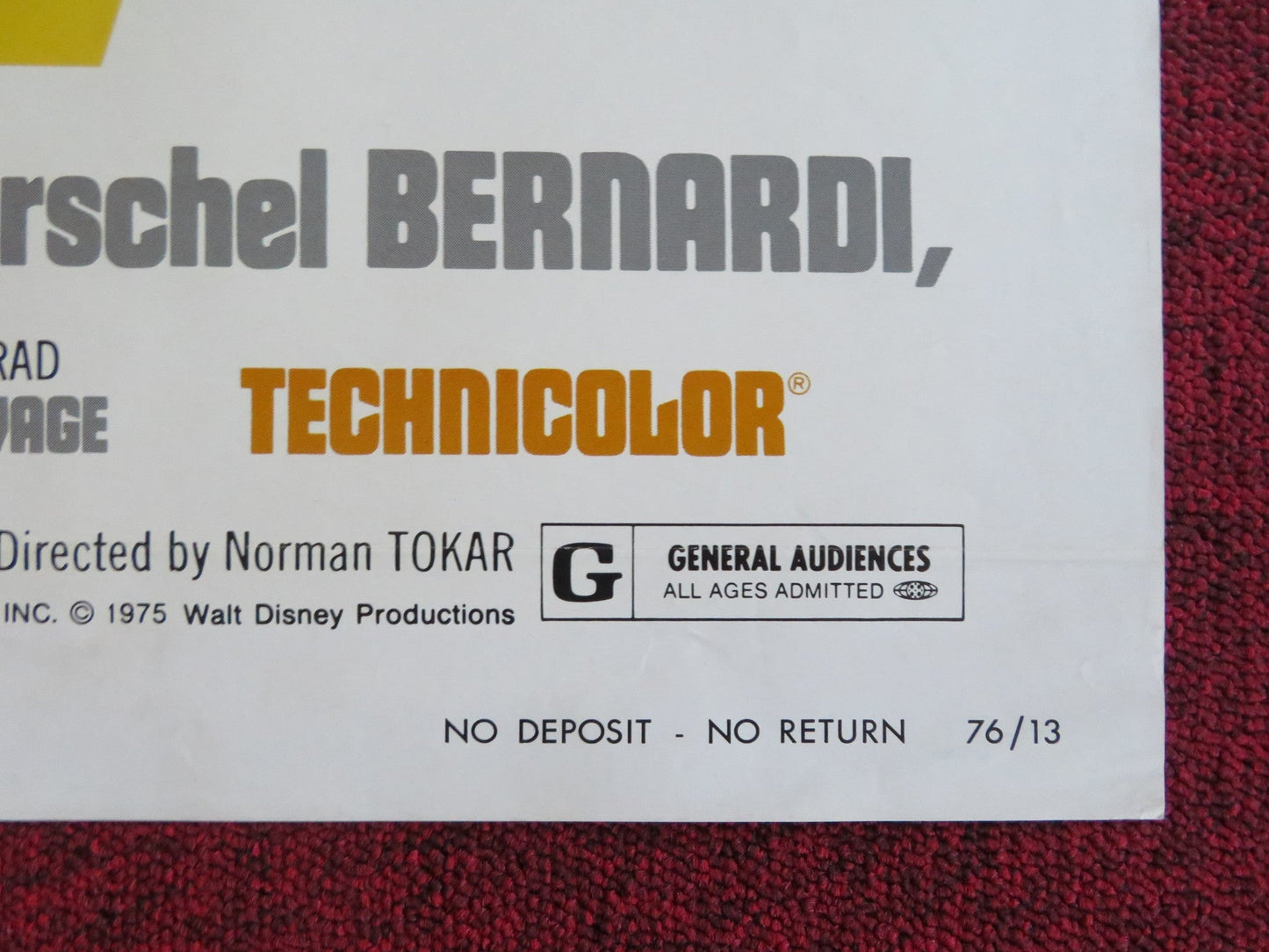 NO DEPOSIT, NO RETURN FOLDED US ONE SHEET POSTER DISNEY DAVID NIVEN 1975 Rendezvous Cinema Movie posters