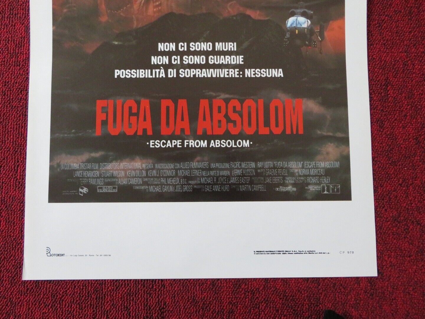 NO ESCAPE ITALIAN LOCANDINA (27.5"x13") POSTER RAY LIOTTA LANCE HENRIKSEN 1994 Movie posters