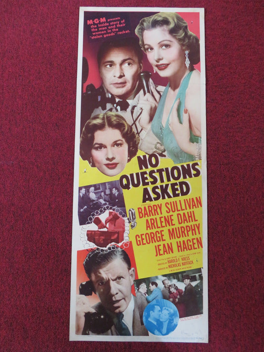 NO QUESTIONS ASKED US INSERT (14"x 36") POSTER BARRY SULLIVAN ARLENE DAHL 1951 Rendezvous Cinema Movie posters