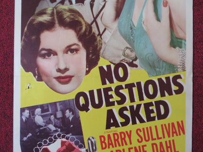 NO QUESTIONS ASKED US INSERT (14"x 36") POSTER BARRY SULLIVAN ARLENE DAHL 1951 Rendezvous Cinema Movie posters