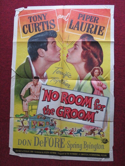 NO ROOM FOR THE GROOM FOLDED US ONE SHEET POSTER TONY CURTIS PIPER LAURIE 1952 - Rendezvous Cinema