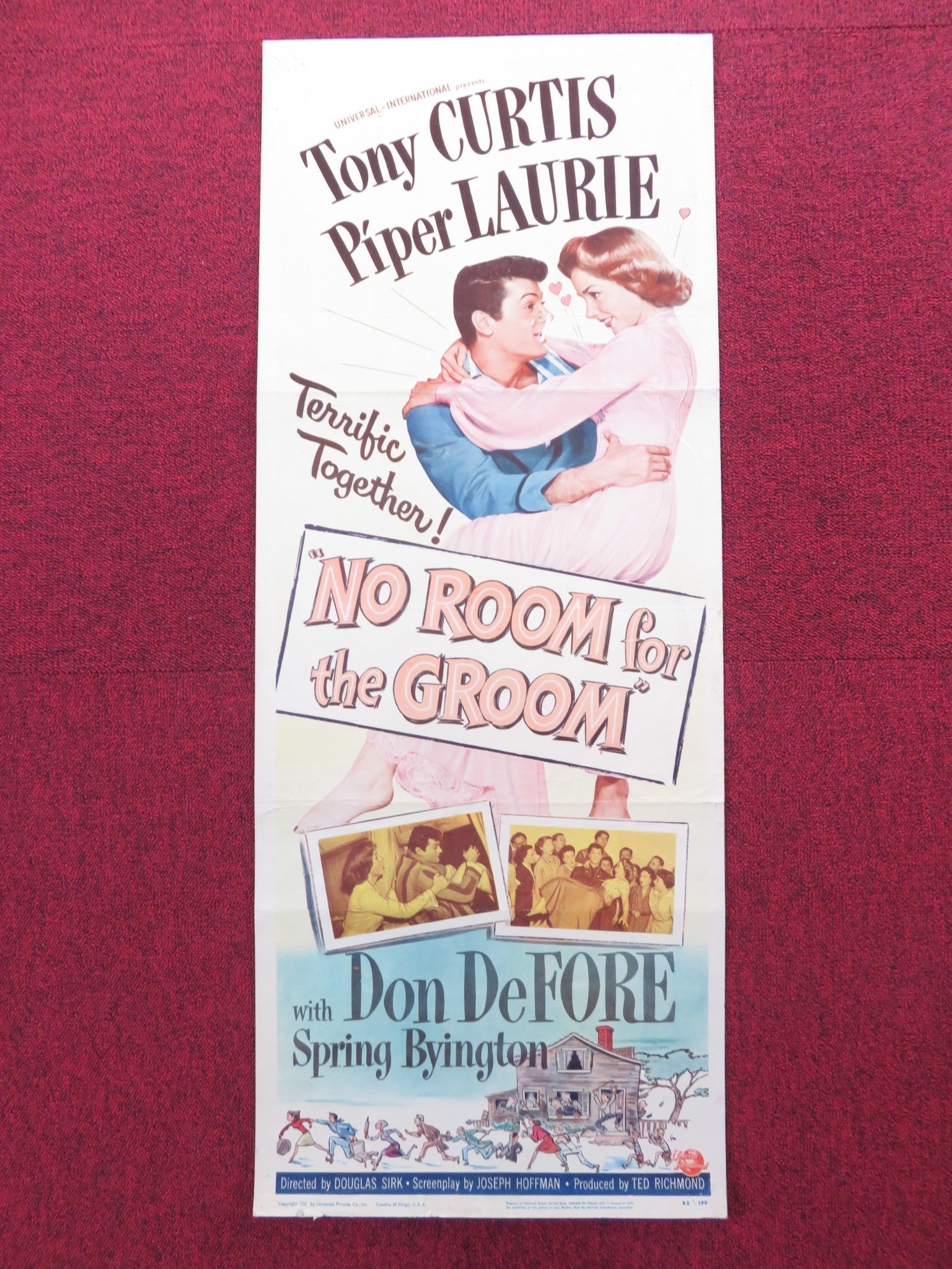 NO ROOM FOR THE GROOM US INSERT (14"x 36") POSTER TONY CURTIS PIPER LAURIE 1952 Rendezvous Cinema Movie posters