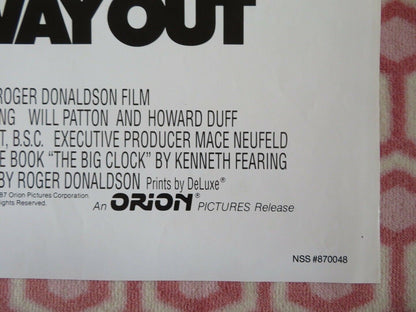 NO WAY OUT US ONE SHEET POSTER KEVIN COSTNER GENE HACKMAN 1987 Rendezvous Cinema Movie posters