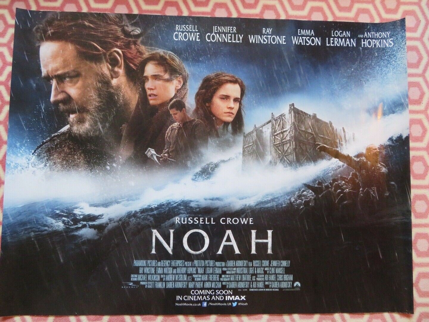 NOAH QUAD (30"x 40") ROLLED POSTER RUSSELL CROWE EMMA WATSON ANTHONY HOPKINS Rendezvous Cinema Movie posters
