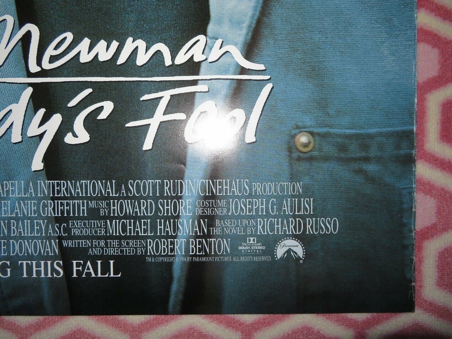 NOBODY'S FOOL US ONE SHEET ROLLED POSTER PAUL NEWMAN 1994 Movie posters