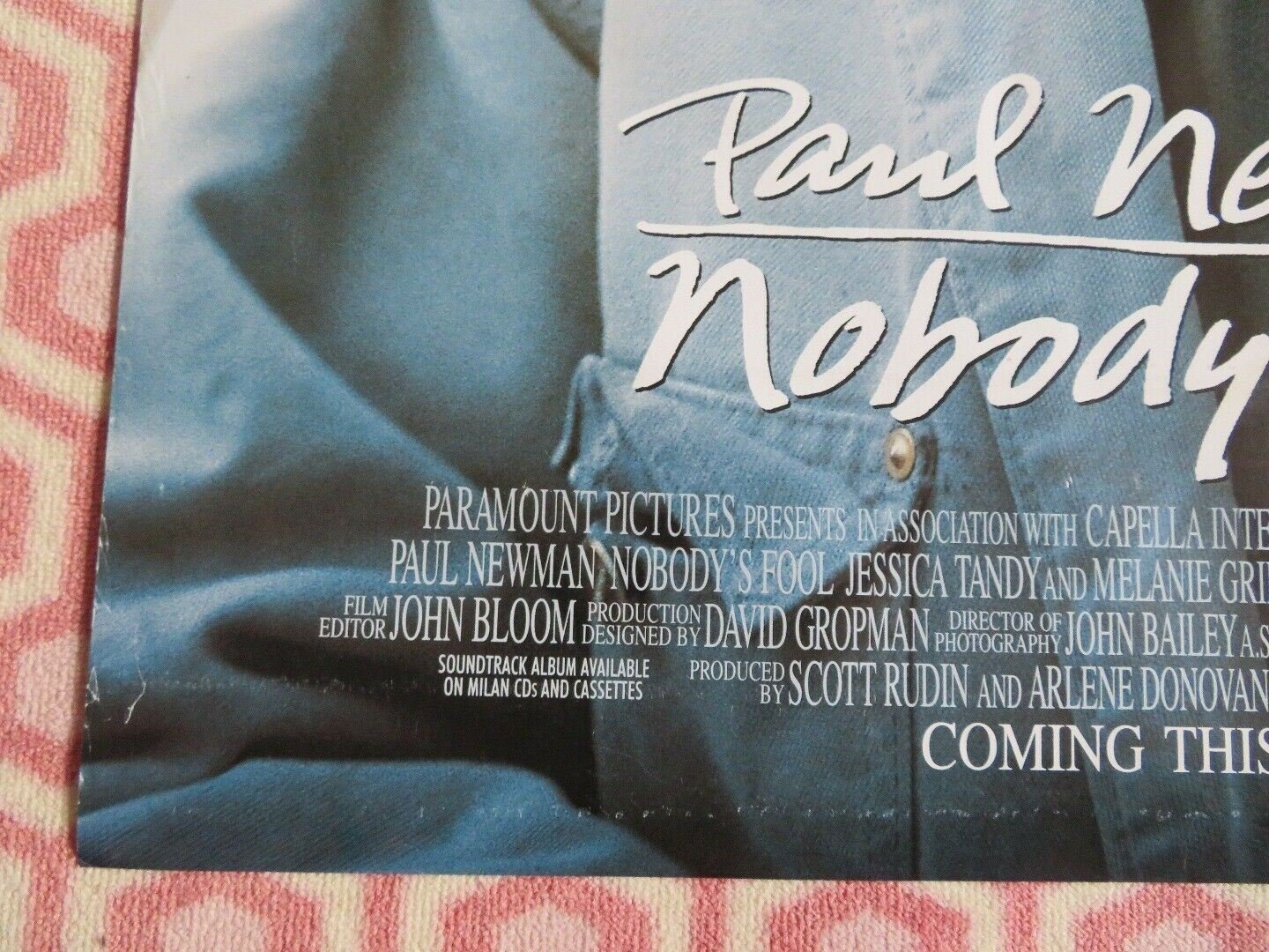 NOBODY'S FOOL US ONE SHEET ROLLED POSTER PAUL NEWMAN BRUCE WILLIS 1994 Movie posters