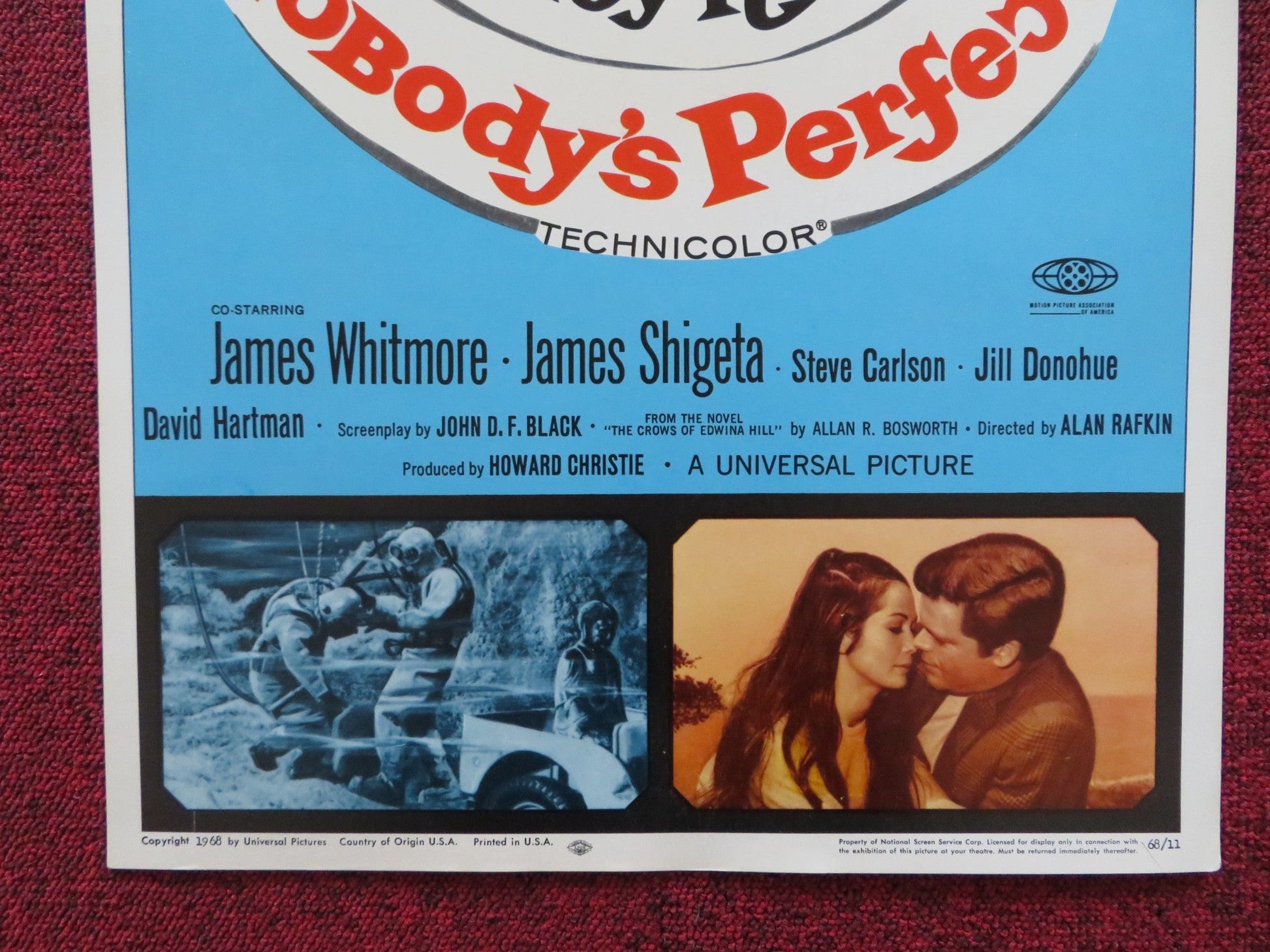 NOBODY'S PERFECT US INSERT (14"x 36") POSTER DOUG MCCLURE NANCY KWAN 1968 Rendezvous Cinema Movie posters