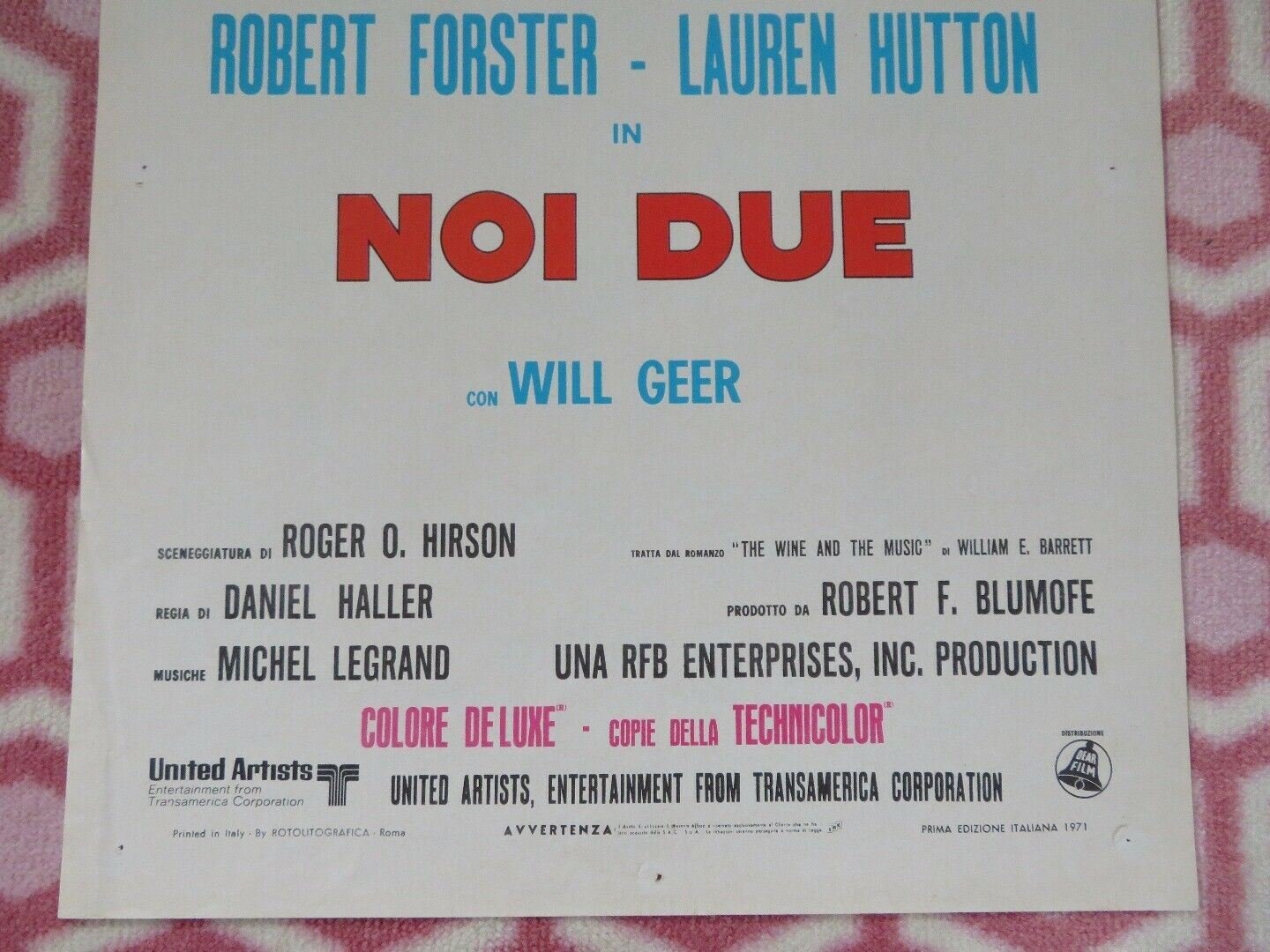 NOI DUE/ Pieces of Dreams ITALIAN LOCANDINA (27.5"x 13") POSTER ROBERT FORESTER Rendezvous Cinema Movie posters