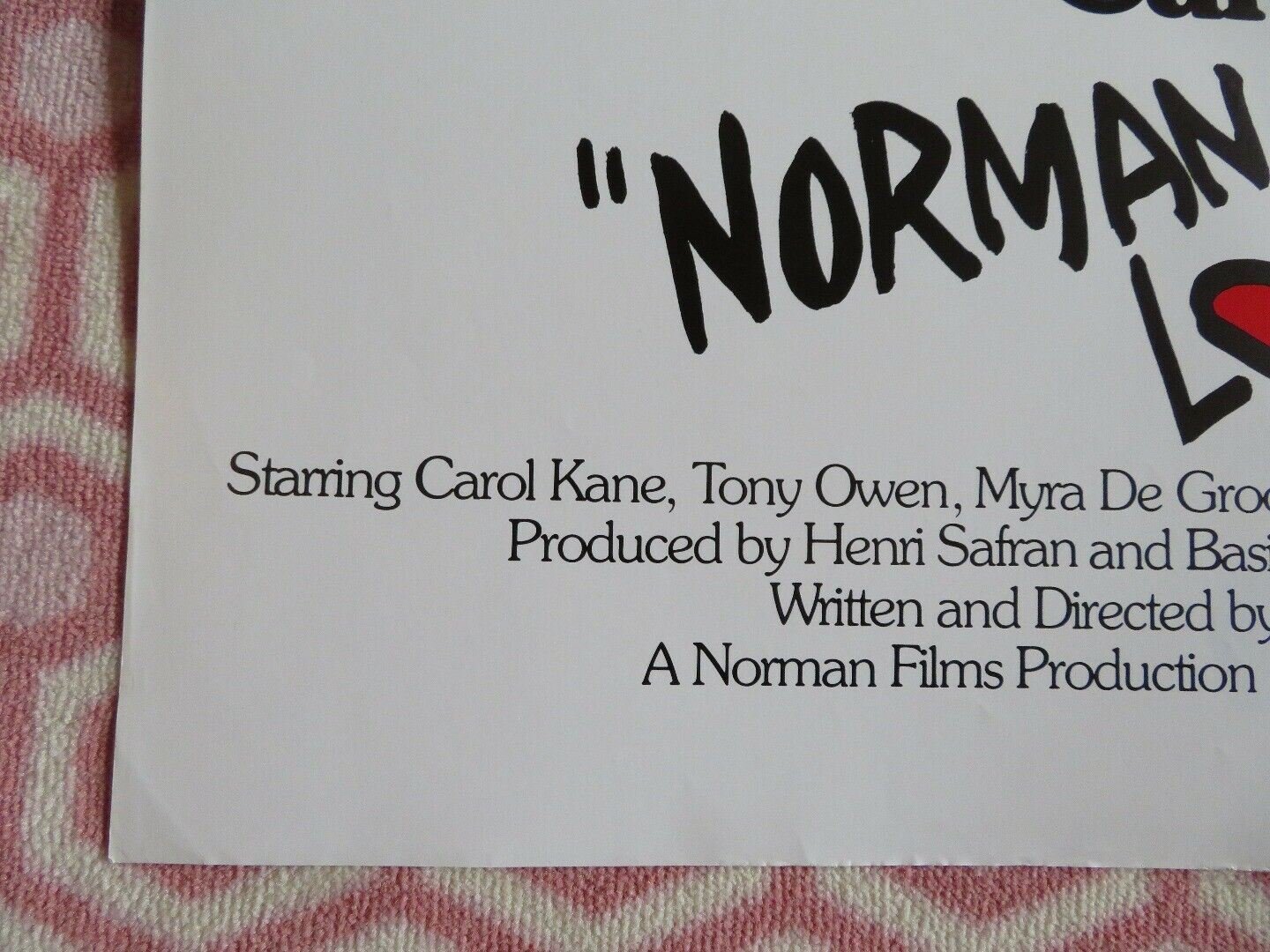 NORMAN LOVES ROSE US ONE SHEET POSTER CAROL KANE TONY OWEN 1982 - Rendezvous Cinema