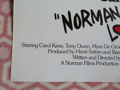 NORMAN LOVES ROSE US ONE SHEET POSTER CAROL KANE TONY OWEN 1982 - Rendezvous Cinema
