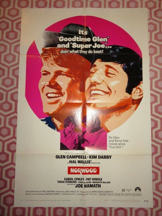 NORWOOD FOLDED US ONE SHEET POSTER GLEN CAMPBELL KIM DARBY 1970 Movie posters
