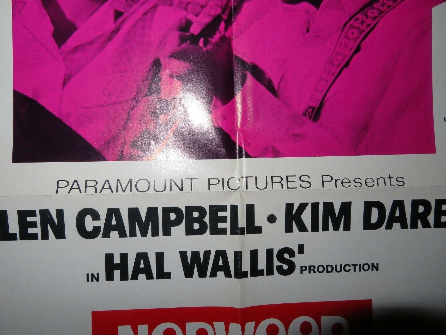 NORWOOD FOLDED US ONE SHEET POSTER GLEN CAMPBELL KIM DARBY 1970 Movie posters