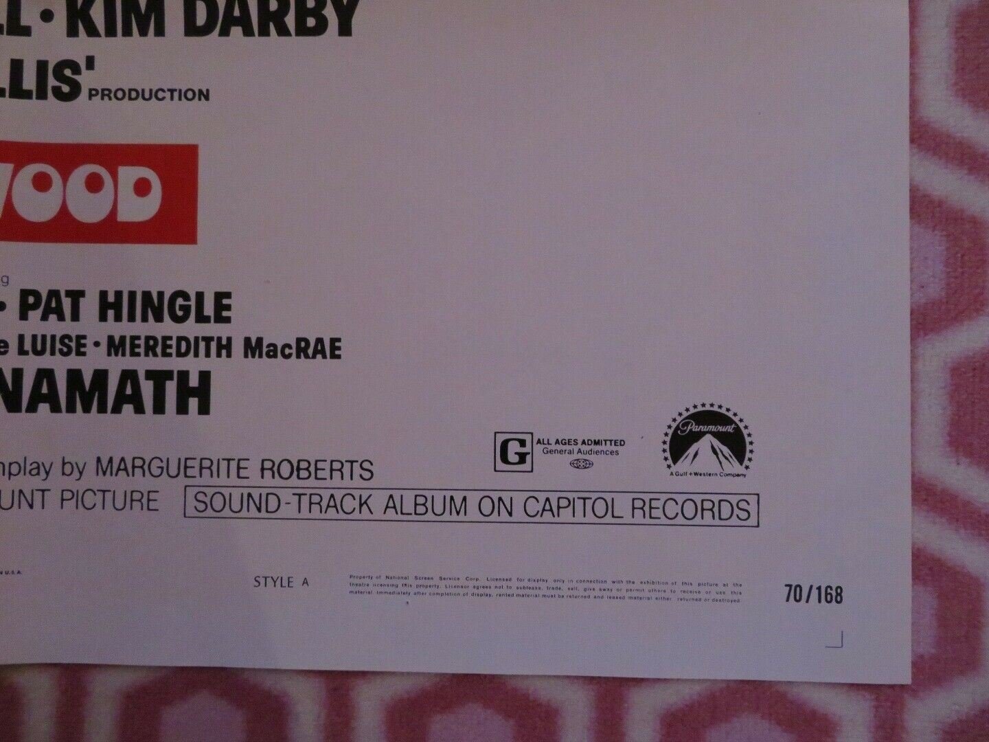 NORWOOD FOLDED US ONE SHEET POSTER GLEN CAMPBELL KIM DARBY 1970 Movie posters