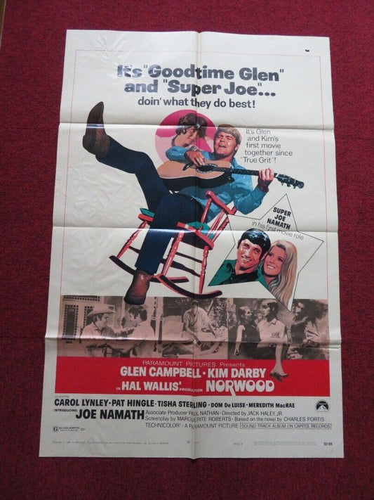 NORWOOD - STYLE B FOLDED US ONE SHEET POSTER GLEN CAMPBELL KIM DARBY 1969 Movie posters