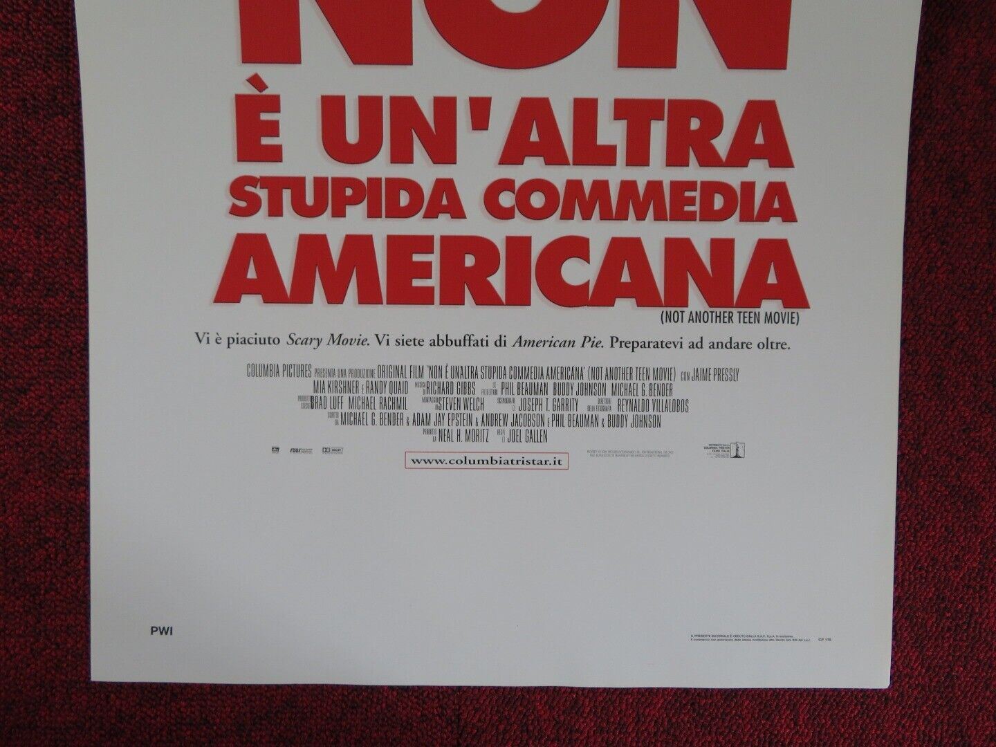NOT ANOTHER TEEN MOVIE ITALIAN LOCANDINA (27.5"x13") POSTER CHRIS EVANS 2001 Movie posters