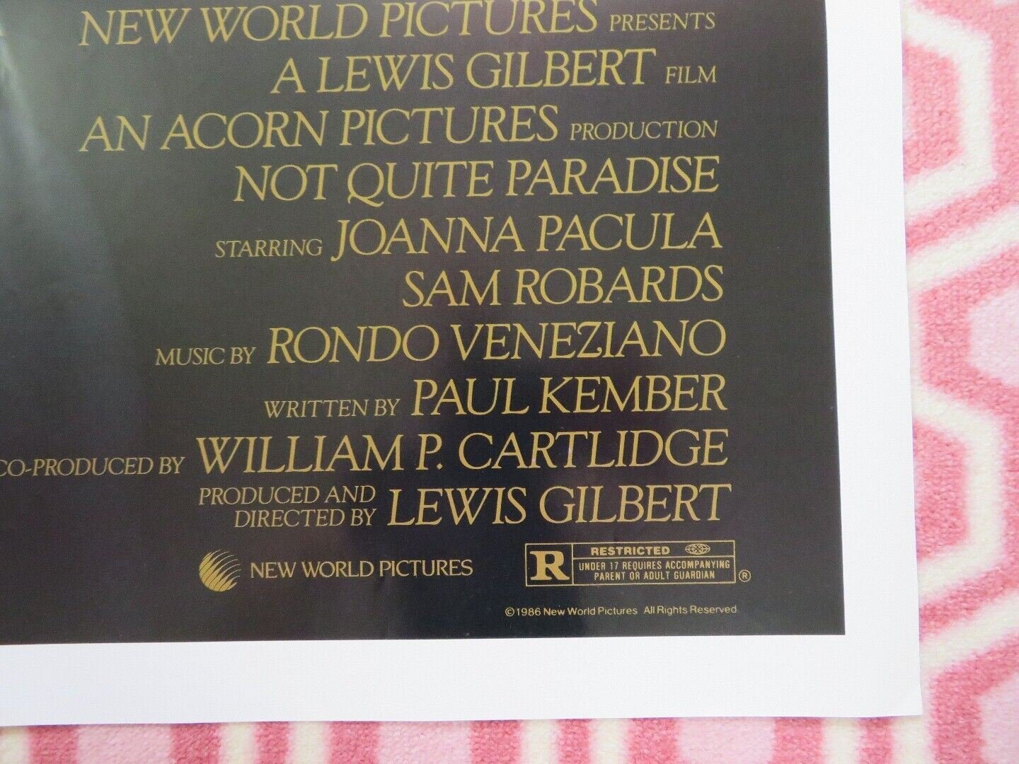 NOT QUITE PARADISE US ONE SHEET POSTER JOANNA PACULA 1985 Movie posters