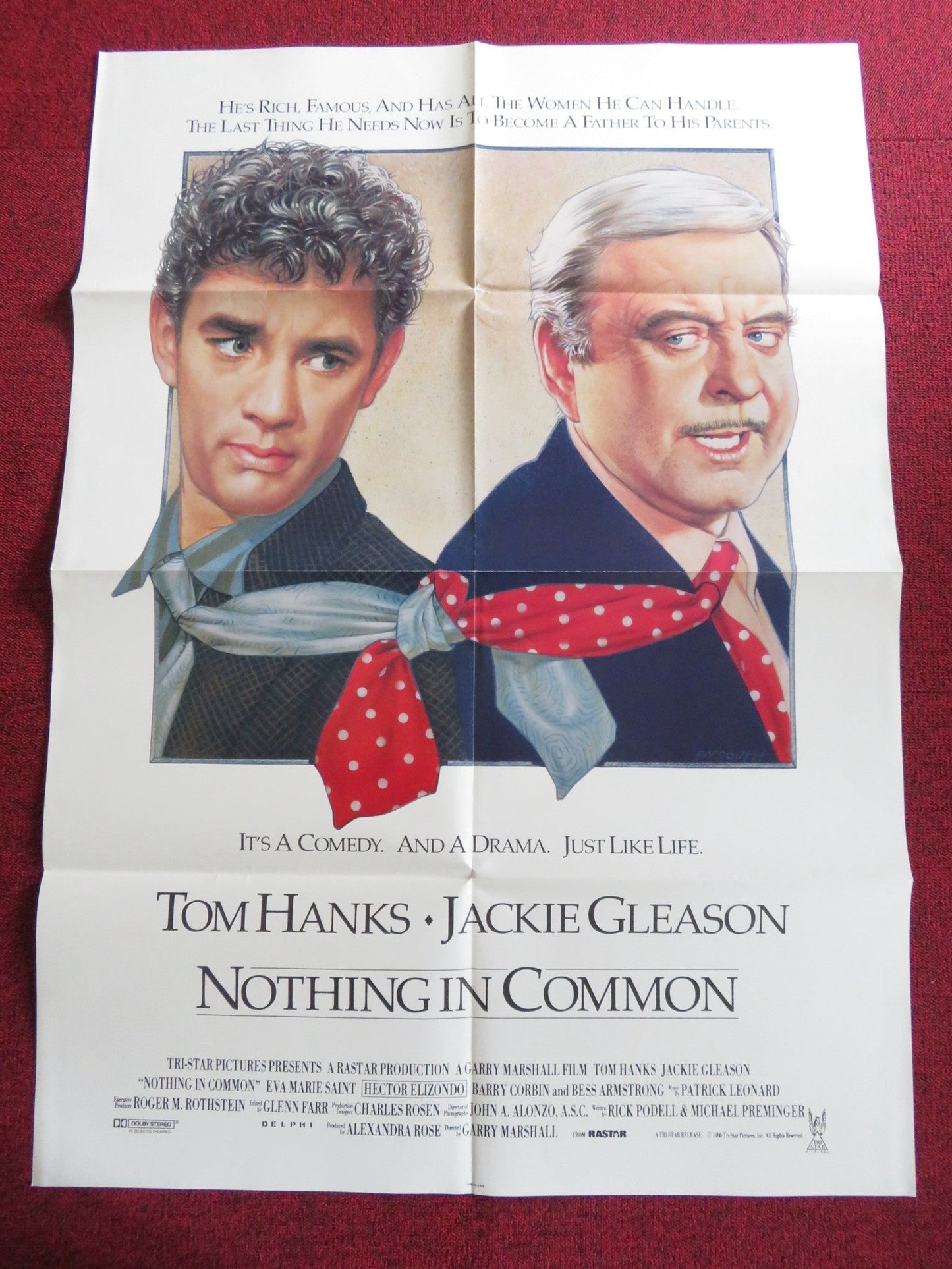 NOTHING IN COMMON FOLDED US ONE SHEET POSTER TOM HANKS JACKIE GLEASON 1986 Rendezvous Cinema Movie posters