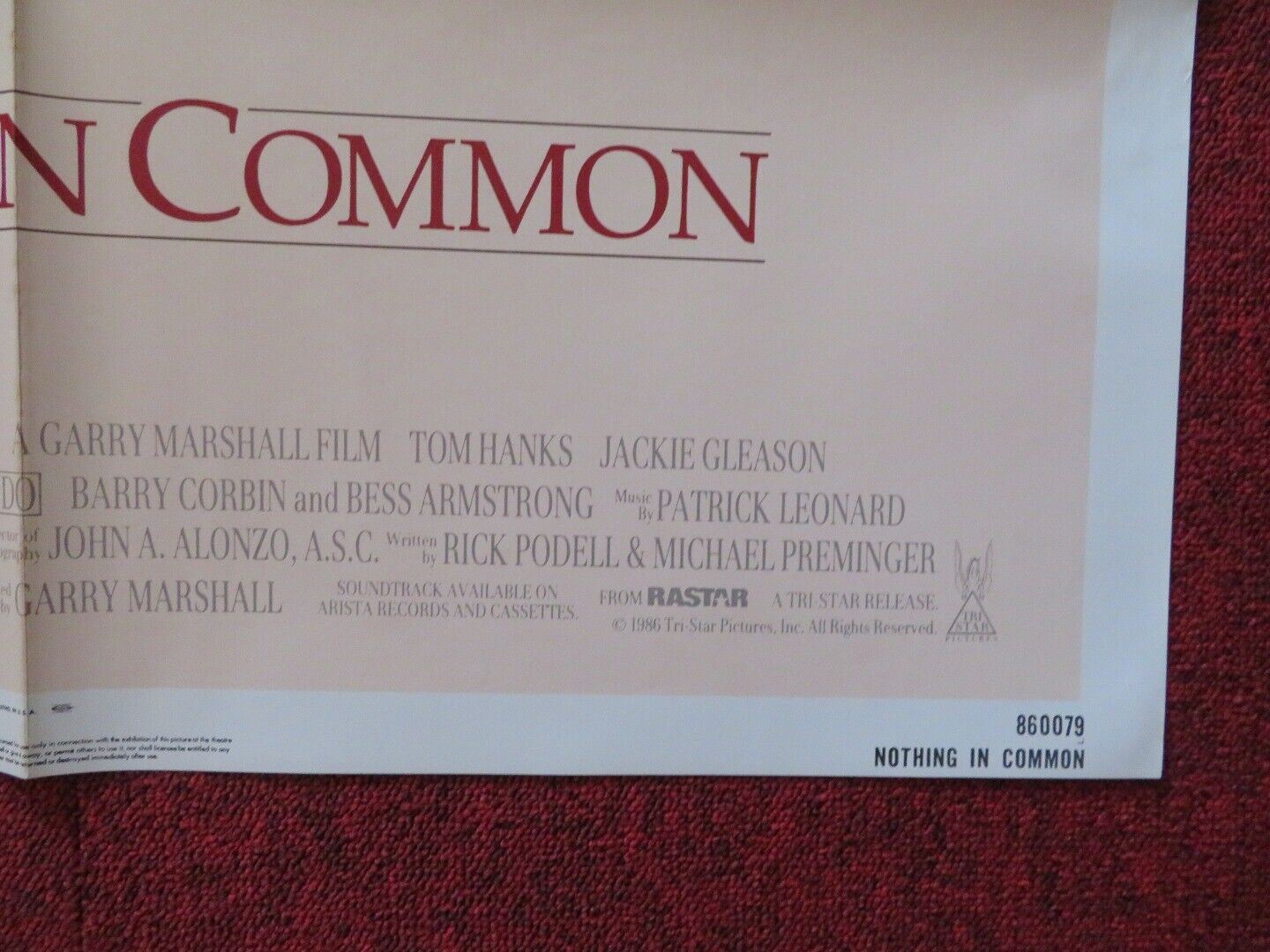 NOTHING IN COMMON FOLDED US ONE SHEET POSTER TOM HANKS JACKIE GLEASON 1986 Movie posters