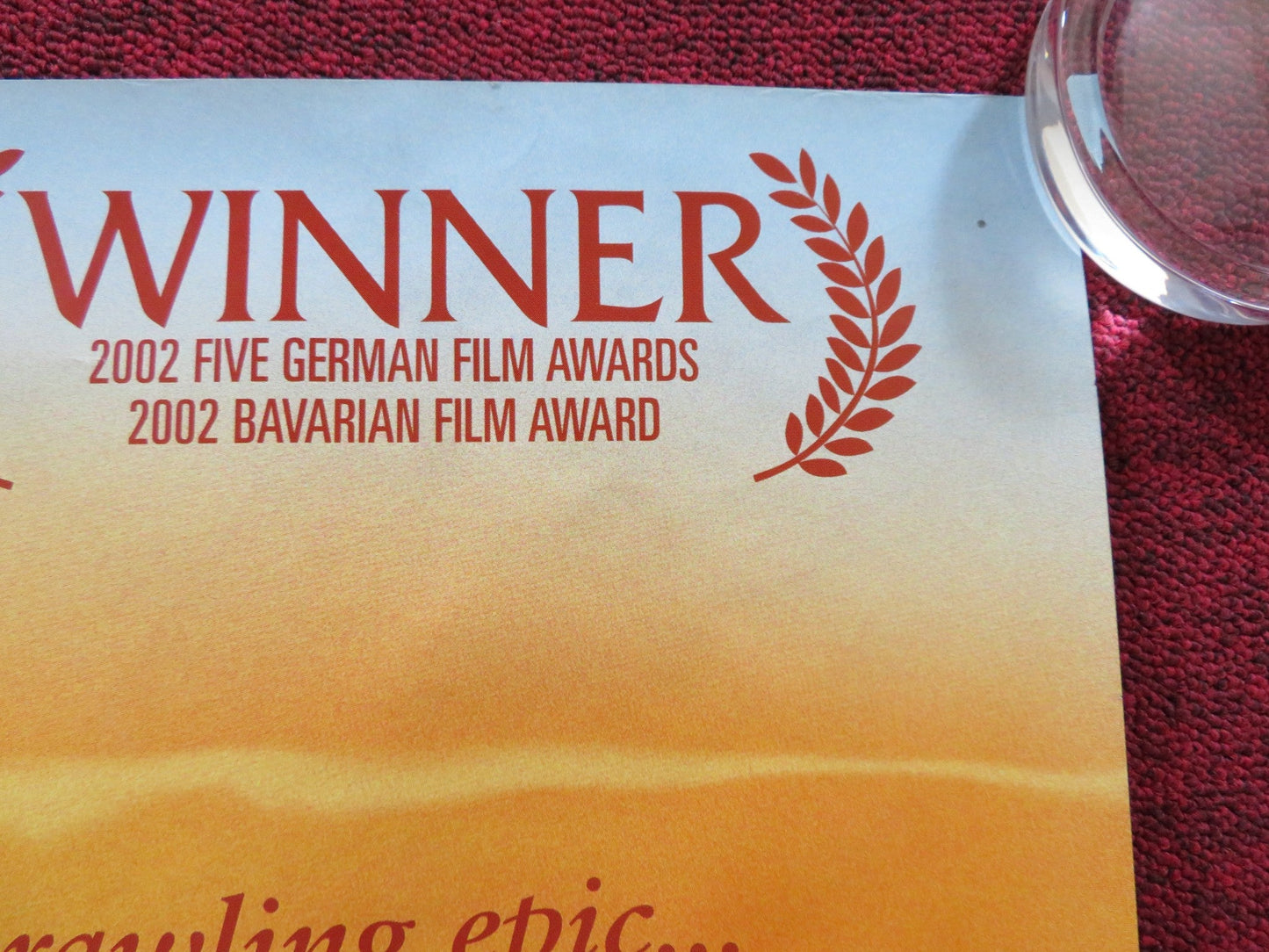 NOWHERE IN AFRICA UK QUAD (30"x 40") ROLLED POSTER JULIANE KOHLER 2001 Rendezvous Cinema Movie posters