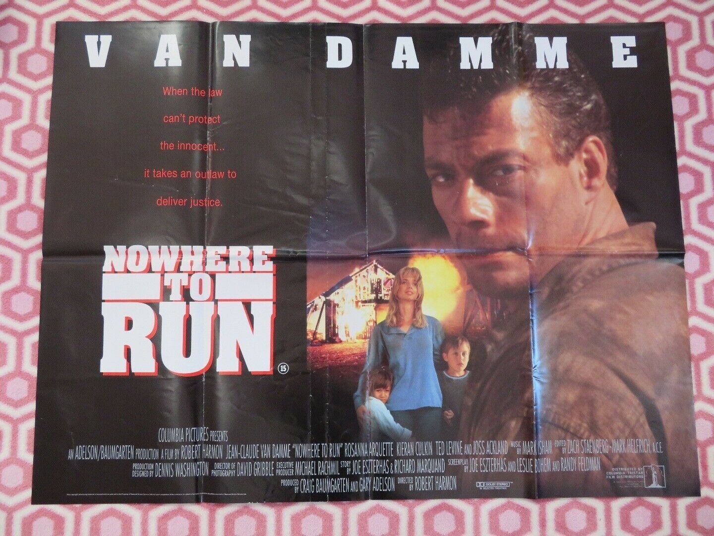 NOWHERE TO RUN UK ORIGINAL QUAD POSTER VAN DAMME ROSANNA ARQUETTE ACTION RARE - Rendezvous Cinema