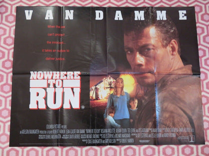 NOWHERE TO RUN UK ORIGINAL QUAD POSTER VAN DAMME ROSANNA ARQUETTE ACTION RARE - Rendezvous Cinema