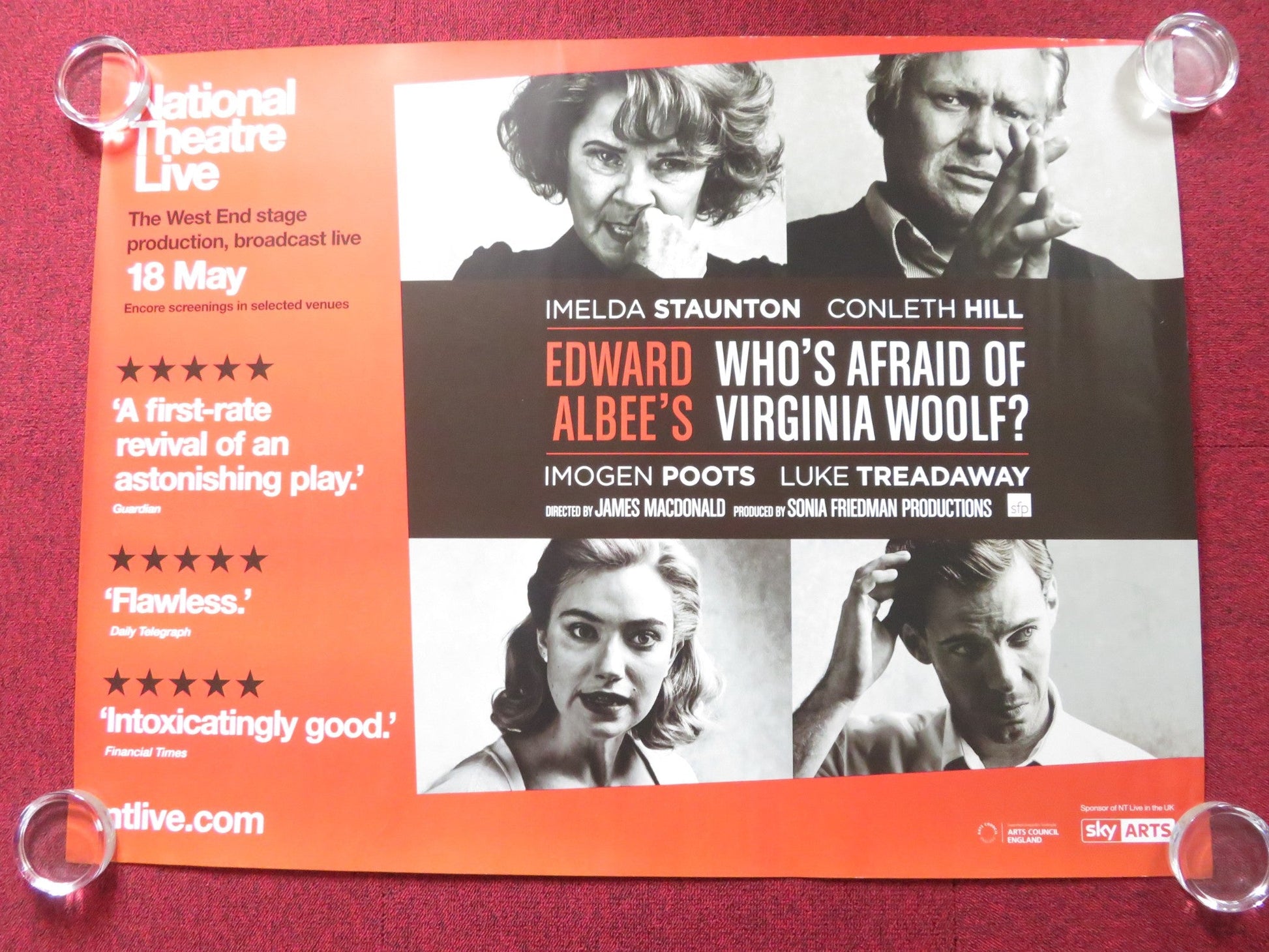NTL: WHO'S AFRAID OF VIRGINIA WOOLF UK QUAD (30"x 40") ROLLED POSTER 2017 Rendezvous Cinema Movie posters