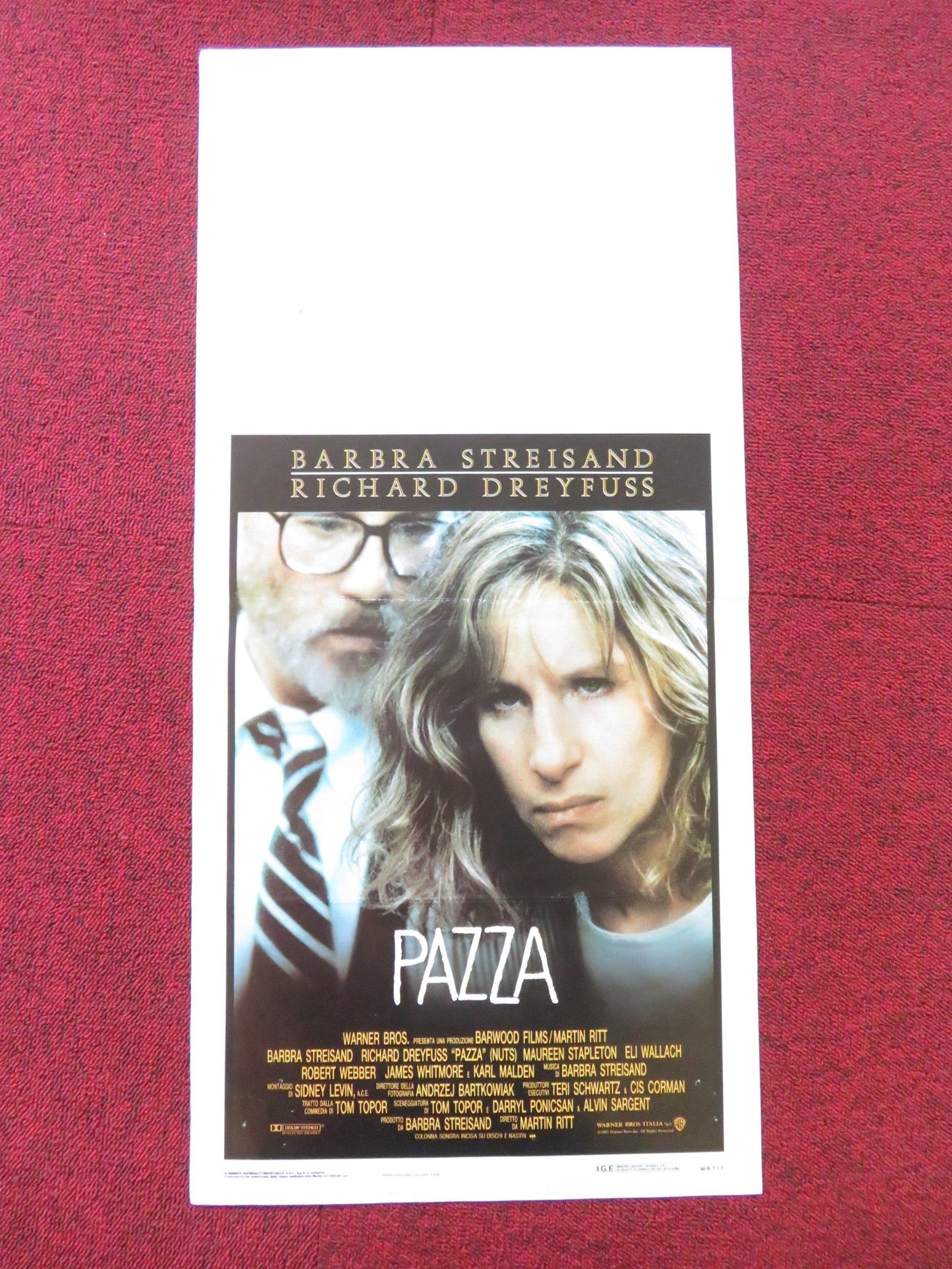 NUTS ITALIAN LOCANDINA POSTER BARBRA STREISAND RICHARD DREYFUSS 1987 Rendezvous Cinema Movie posters